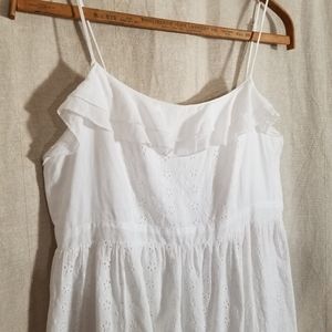 Ruffle Eyelet Floral Lace Embroidered Babydoll Mini Sundress White XL Romantic